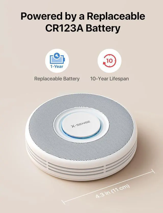 Alt view image 5 of 7 - Smart Wi-Fi Smoke Detector with Voice Alerts and 17 Locations, Fire Alarm, Fire Detector, 1.3 in (33 mm) Thick, XS0B-iR, 3 Pack