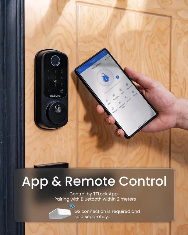 Alt view image 3 of 7 - Smart Door Lock B200, Smart Deadbolt Lock, Keyless Entry Door Lock, Fingerprint Smart Lock, Smart Locks for Front Door, App Control, Touchscreen Keypad Deadbolts,12-Month Battery, BHMA Grade3