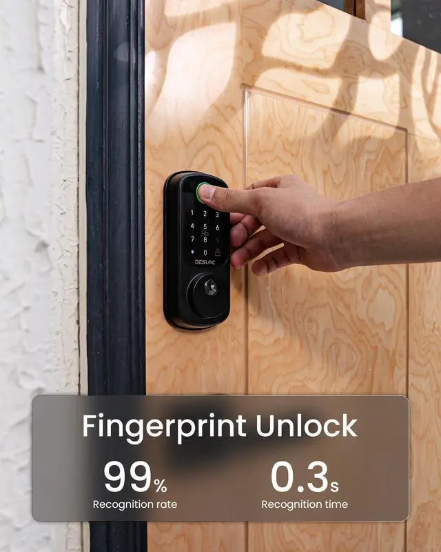 Alt view image 4 of 7 - Smart Door Lock B200, Smart Deadbolt Lock, Keyless Entry Door Lock, Fingerprint Smart Lock, Smart Locks for Front Door, App Control, Touchscreen Keypad Deadbolts,12-Month Battery, BHMA Grade3