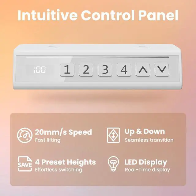 Alt view image 4 of 7 - 32" Small Electric Standing Desk Adjustable Height, 4 Memory Height Settings, Sit Stand Up Desk for Home Office & Computer Workstation, LightWalnut