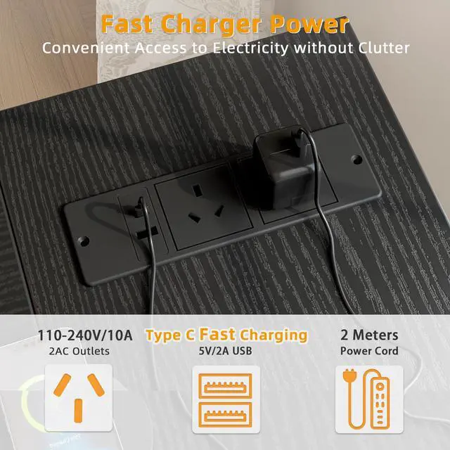 Alt view image 6 of 7 - Small L Shaped Computer Gaming Corner Desk with Power Outlets, Reversible Shelves for Study, Writing Table for Home, Office, Bedroom, Living Room, 40 inches, Black