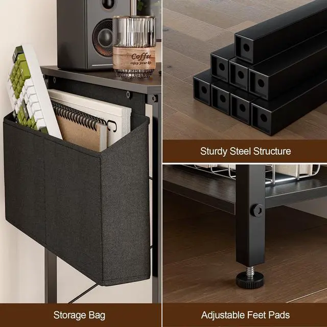 Alt view image 5 of 7 - 40 Inch L Shaped Computer Desk with Reversible Storage Shelves, Home Office Corner Desk Study Writing Table with Hutch, Study, Black