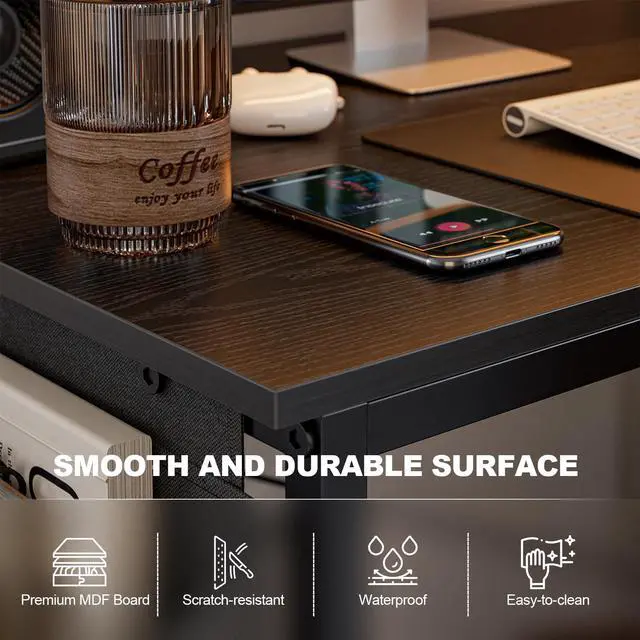 Alt view image 6 of 7 - 40 Inch L Shaped Computer Desk with Reversible Storage Shelves, Home Office Corner Desk Study Writing Table with Hutch, Study, Black