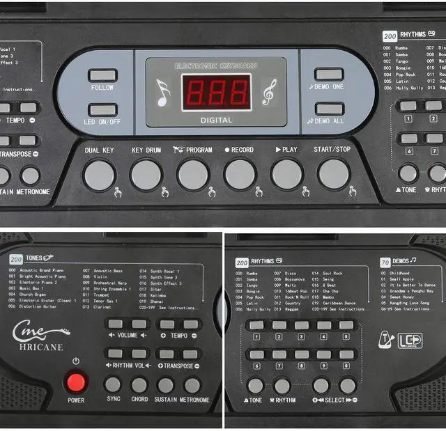 Alt view image 3 of 7 - Keyboard Piano Lighted Keys for Beginner Adults Teens Kids, 61 Key Electronic Music Keyboard with Teaching Modes Powered by USB or Battery with LCD Display Microphone Headphone Jack