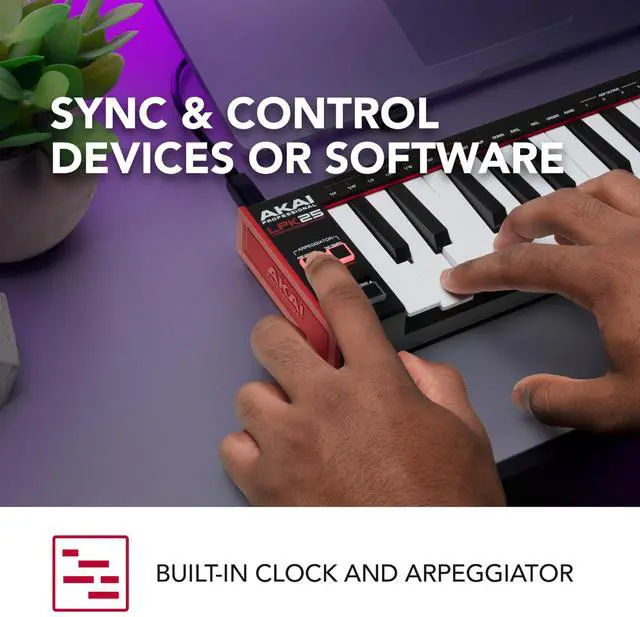 Alt view image 3 of 7 - LPK25 - USB MIDI Keyboard Controller with 25 Responsive Synth Keys for Mac and PC, Arpeggiator and Music Production Software,black