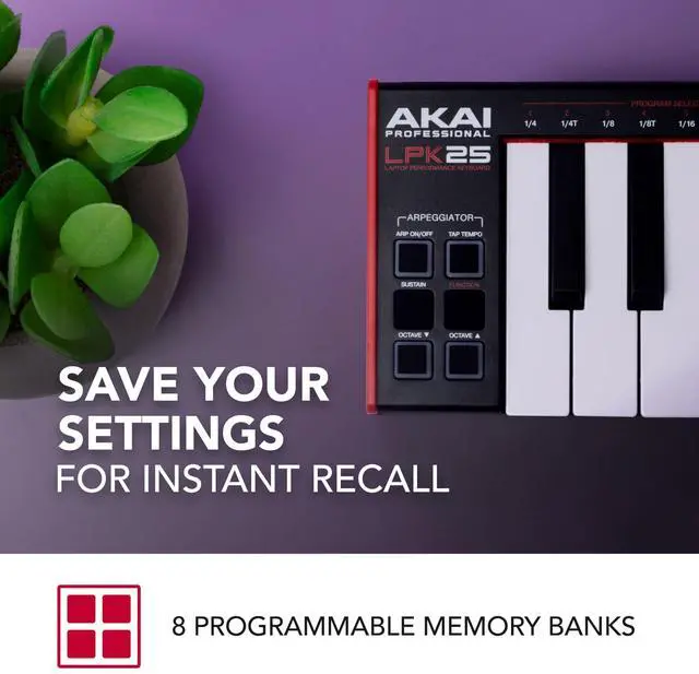 Alt view image 4 of 7 - LPK25 - USB MIDI Keyboard Controller with 25 Responsive Synth Keys for Mac and PC, Arpeggiator and Music Production Software,black