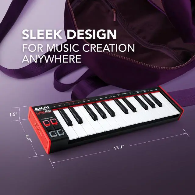 Alt view image 6 of 7 - LPK25 - USB MIDI Keyboard Controller with 25 Responsive Synth Keys for Mac and PC, Arpeggiator and Music Production Software,black