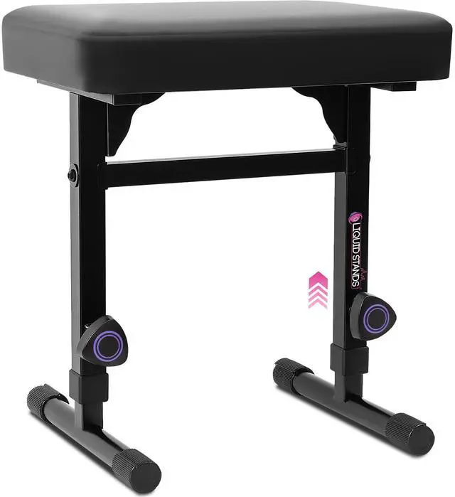 Main image of Piano Bench Adjustable Stool Music Keyboard Bench Seat for Piano Keyboard Stand with Black Padded Cushion for Musicians Piano Stool Chair (PU Leather)