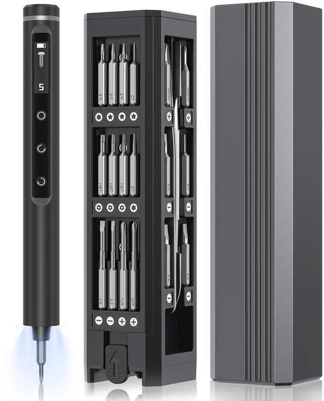 Main image of 3.7V Mini Electric Screwdriver,50 in 1 Precision Screwdriver Set,Small Repair Tool Kit with 5 Torque,500mAh Battery,OLED Display,4 LED Lights for Electronics Computer,Phone,Camer,Eyeglass,Watch