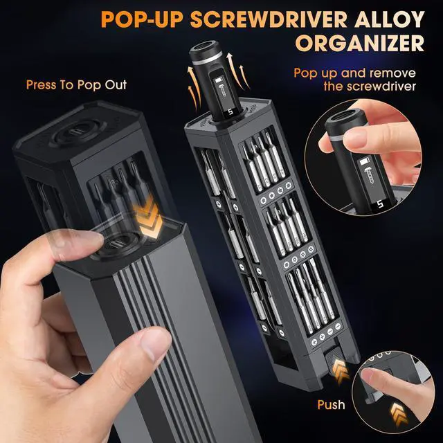 Alt view image 6 of 7 - 3.7V Mini Electric Screwdriver,50 in 1 Precision Screwdriver Set,Small Repair Tool Kit with 5 Torque,500mAh Battery,OLED Display,4 LED Lights for Electronics Computer,Phone,Camer,Eyeglass,Watch