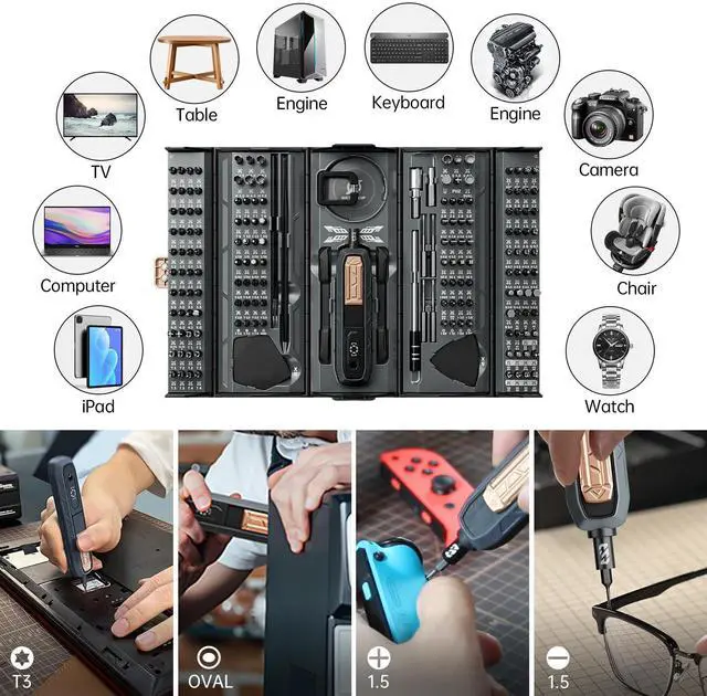 Alt view image 4 of 7 - Mini Precision Screwdriver Set, 180 in 1 Laptop Screwdriver Repair Tool Kit,Magnetic Multi-Bit Tiny Screwdriver Bit Kit for DIY,Computer,PS5,Xbox,RC Car,Jewelers,Glasses,Watch,Home