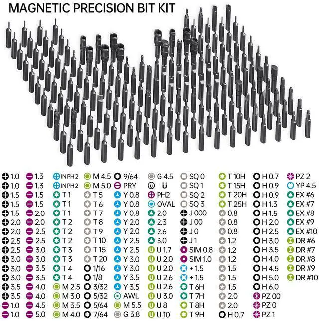Alt view image 5 of 7 - Mini Precision Screwdriver Set, 180 in 1 Laptop Screwdriver Repair Tool Kit,Magnetic Multi-Bit Tiny Screwdriver Bit Kit for DIY,Computer,PS5,Xbox,RC Car,Jewelers,Glasses,Watch,Home
