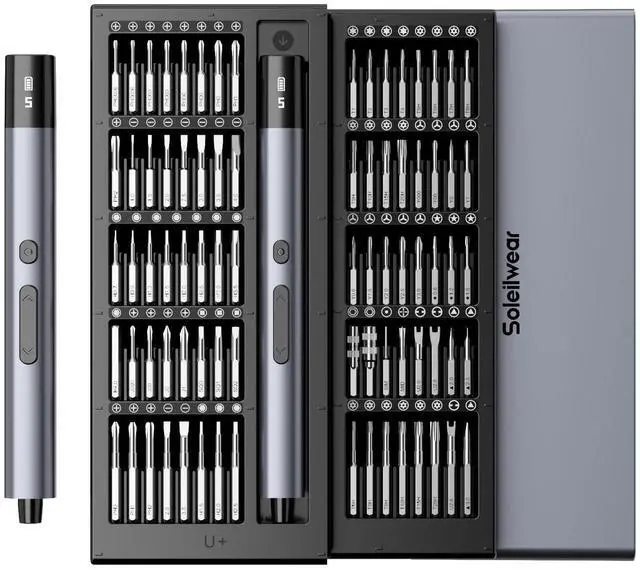 Main image of Electric Screwdriver Set, 80-in-1 Mini Electric Precision Screwdriver Cordless with 5 Torque Levels, Max 0.75N.m, 500mAh Battery, Small Power Screwdriver Kit for Laptop, Phone & Electronics Repair