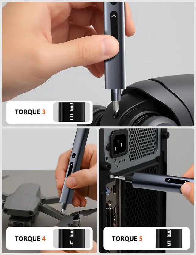 Alt view image 4 of 7 - Electric Screwdriver Set, 80-in-1 Mini Electric Precision Screwdriver Cordless with 5 Torque Levels, Max 0.75N.m, 500mAh Battery, Small Power Screwdriver Kit for Laptop, Phone & Electronics Repair