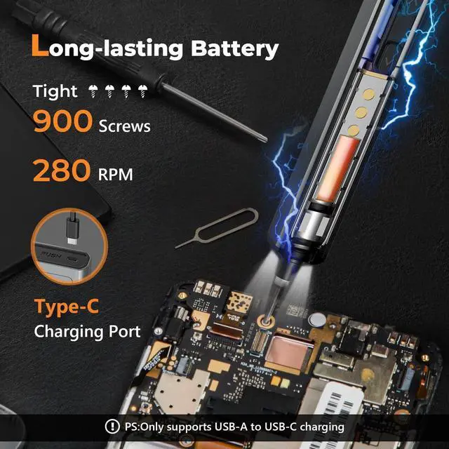 Alt view image 3 of 6 - AM  Mini Electric Screwdriver, Precision Screwdriver Set, 70 Magnetic Bits, Magnetic Storage, 5/32Hex, Repair Tool Kit for Electronics Phone Camera Laptop Watch (Grey)