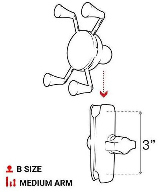 Alt view image 7 of 7 - RAP-HOL-UN7B-201U X-Grip Phone Holder with Composite Double Socket Arm(Medium) Compatible with RAM B Size 1" Ball Components