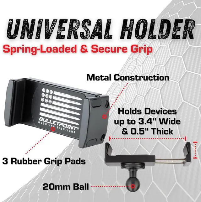 Alt view image 3 of 7 - Dash Mount Cell Phone Holder with 7cm Carbon Fiber + Kevlar Mounting Arm Compatible with iPhone and Android Smartphones - Fits 20mm (0.787 inches) Attachment Ball