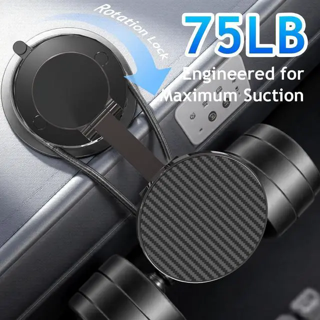 Alt view image 6 of 6 - Phone Holders for Your car, Compatible with MagSafe, Ultra Vacuum Suction Cup Mount, 360° Rotation, Car Phone Holder Compatible with All Models, Carbon Fiber Coffee