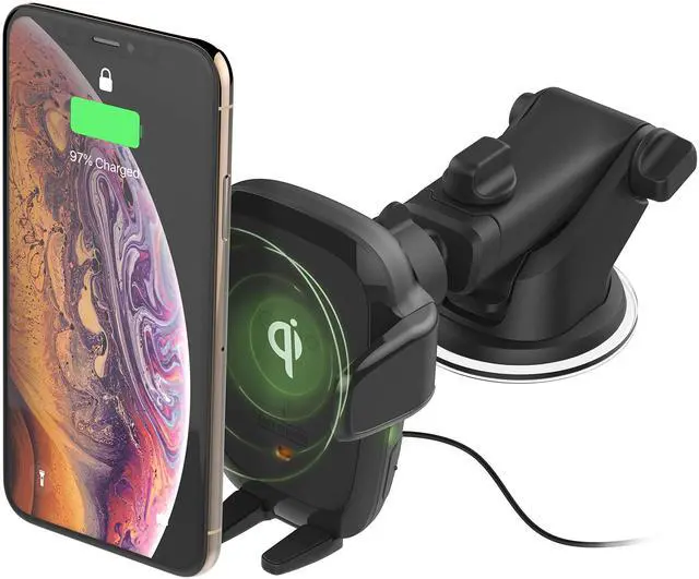 Main image of Auto Sense Qi Wireless Car Charger - Automatic Clamping Dashboard Phone Mount with Wireless Charging for Google Pixel, iPhone, Samsung Galaxy, Huawei, LG, and other Smartphones.