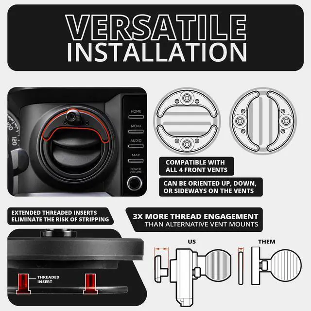 Alt view image 4 of 7 - Link Vent Phone Mount Compatible with 2016-2023 Toyota Tacoma and 2014-2021 Toyota Tundra | Aluminum | Zero Slip, Anti-Scratch | Universal Holder Compatible with iPhone, Galaxy, More | Black