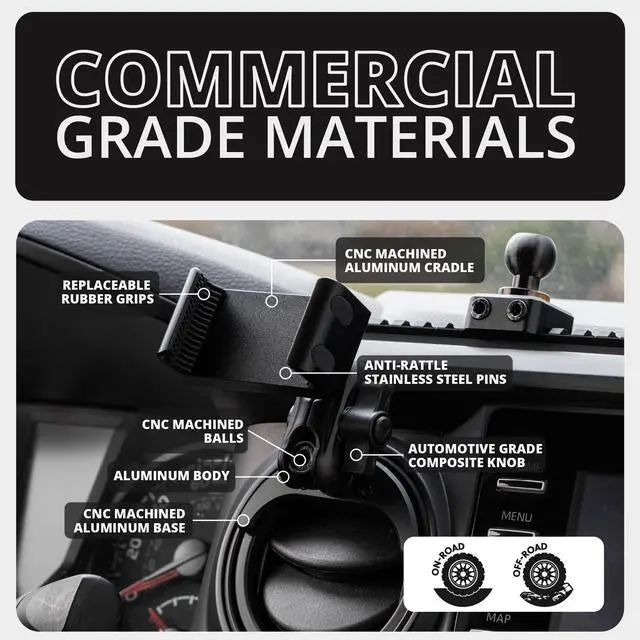 Alt view image 6 of 7 - Link Vent Phone Mount Compatible with 2016-2023 Toyota Tacoma and 2014-2021 Toyota Tundra | Aluminum | Zero Slip, Anti-Scratch | Universal Holder Compatible with iPhone, Galaxy, More | Black