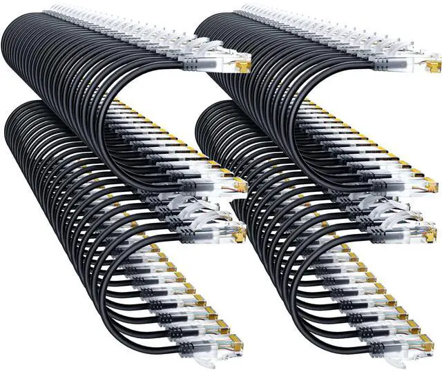 Main image of Cat6a Patch Cables 0.5ft (96 Pack) Slim, Cat6 Ethernet Patch Cable Pure Copper, Flexible Cat 6 Patch Cable 550MHZ 10G, Space-Saving Cat 6A Network Cables for Patch Panel Black
