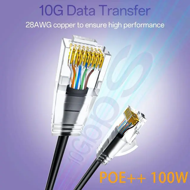 Alt view image 2 of 6 - Cat6a Patch Cables 0.5ft (96 Pack) Slim, Cat6 Ethernet Patch Cable Pure Copper, Flexible Cat 6 Patch Cable 550MHZ 10G, Space-Saving Cat 6A Network Cables for Patch Panel Black