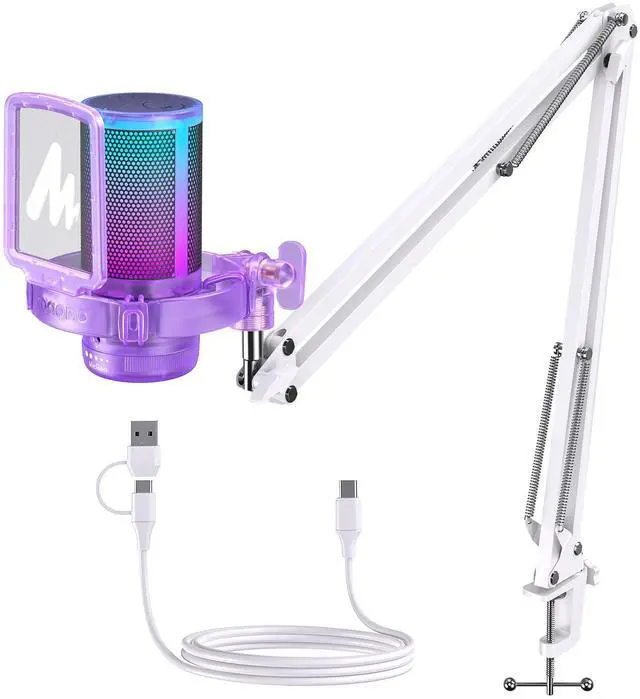 Main image of USB Gaming Microphone with Noise Cancellation, RGB Condenser Microphone for Streaming, Podcasts, Twitch, YouTube, Discord, PC, Computer, Mac, PS4, PS5, DGM20S Purple