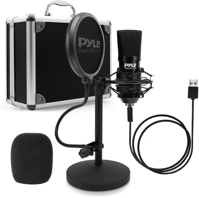 Main image of USB Microphone Podcast Recording Kit - Audio Cardioid Condenser Mic w/Desktop Stand and Pop Filter - for Gaming PS4, Streaming, Podcasting, Studio, YouTube, Works w/Windows Mac PC PDMIKT120
