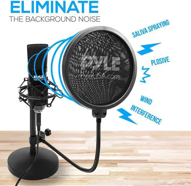Alt view image 5 of 7 - USB Microphone Podcast Recording Kit - Audio Cardioid Condenser Mic w/Desktop Stand and Pop Filter - for Gaming PS4, Streaming, Podcasting, Studio, YouTube, Works w/Windows Mac PC PDMIKT120