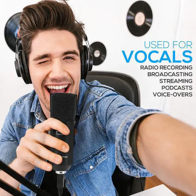 Alt view image 6 of 7 - USB Microphone Podcast Recording Kit - Audio Cardioid Condenser Mic w/Desktop Stand and Pop Filter - for Gaming PS4, Streaming, Podcasting, Studio, YouTube, Works w/Windows Mac PC PDMIKT120