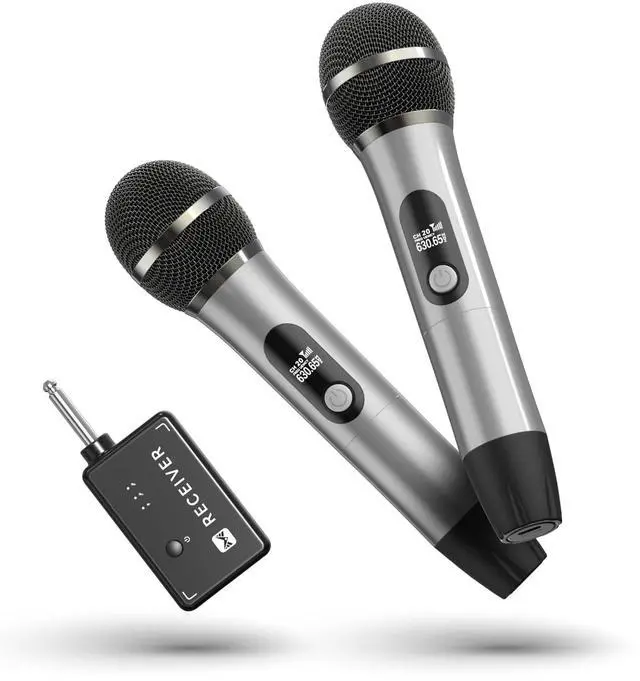 Main image of Wireless Microphones, Wireless Microphone with One-to-One Chip Connection, 40H Duration, 200 FT Distance Receiving, Semi-Metallic tube Microphone for Singing, Video Recording, YouTube, Home Party