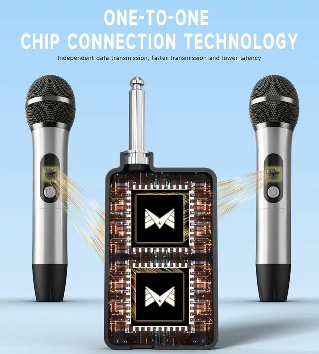 Alt view image 2 of 7 - Wireless Microphones, Wireless Microphone with One-to-One Chip Connection, 40H Duration, 200 FT Distance Receiving, Semi-Metallic tube Microphone for Singing, Video Recording, YouTube, Home Party