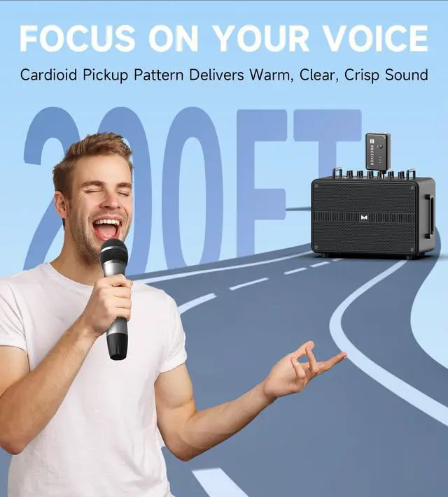 Alt view image 4 of 7 - Wireless Microphones, Wireless Microphone with One-to-One Chip Connection, 40H Duration, 200 FT Distance Receiving, Semi-Metallic tube Microphone for Singing, Video Recording, YouTube, Home Party