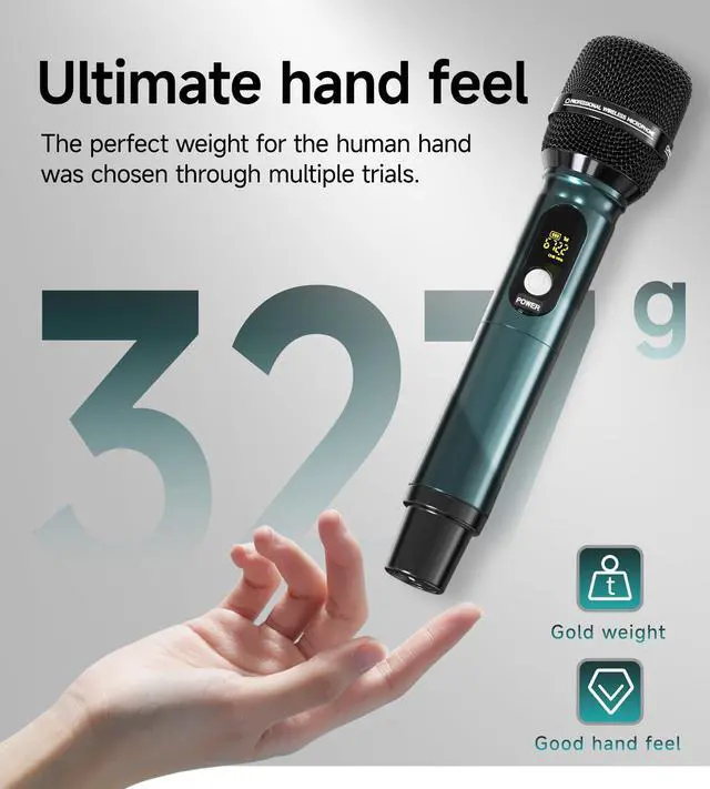 Alt view image 4 of 6 - Wireless Microphones, Professional UHF Dual Wireless Microphone with 240 ft Effective Range, 3ms Transmission Rate, Studio Grade Sound Pick Up Mic Head, Metal Body, Microphone for Singing, Speech