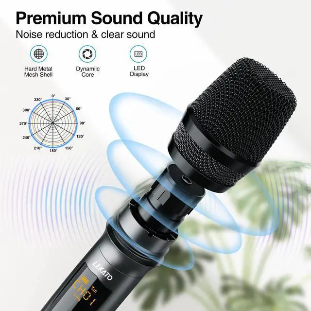 Alt view image 5 of 7 - Wireless Microphone Rechargeable Wireless Microphones with Receiver Dual Handheld Microphone System Dynamic MIC for Singing, Speech, Wedding, Church,Speaker, PA System(K380S)