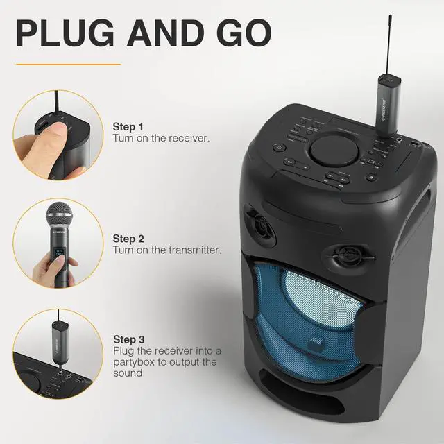 Alt view image 3 of 6 - Dual Digital Wireless Microphone System, w/2 Handheld Dynamic Microphones,15 UHF Frequency Groups, Mini Receiver, Metal Cordless Mic for Karaoke,Church,DJ,Singing (PDP-2-2H)