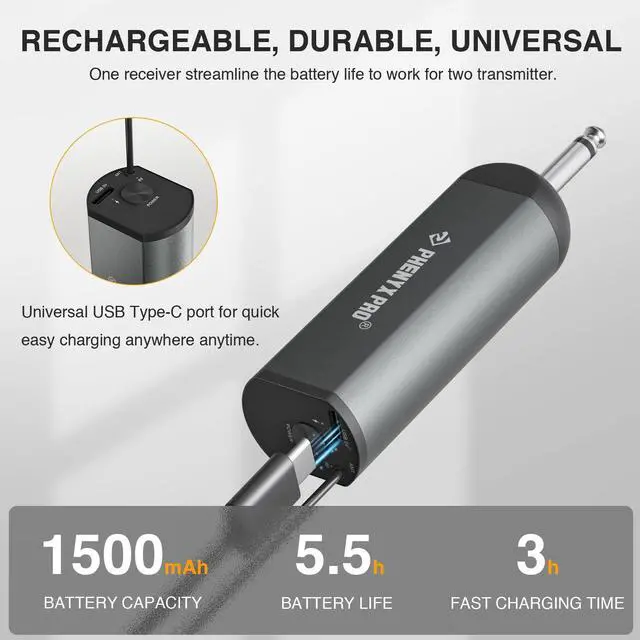 Alt view image 5 of 6 - Dual Digital Wireless Microphone System, w/2 Handheld Dynamic Microphones,15 UHF Frequency Groups, Mini Receiver, Metal Cordless Mic for Karaoke,Church,DJ,Singing (PDP-2-2H)