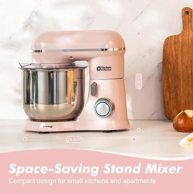 Alt view image 3 of 6 - Stand Mixer, 3.5 QT Small Kitchen Electric Stand Mixers, 10-Speed Portable Lightweight Dough Mixer for Daily Use with Egg Whisk, Dough Hook, Beater (Light Pink)