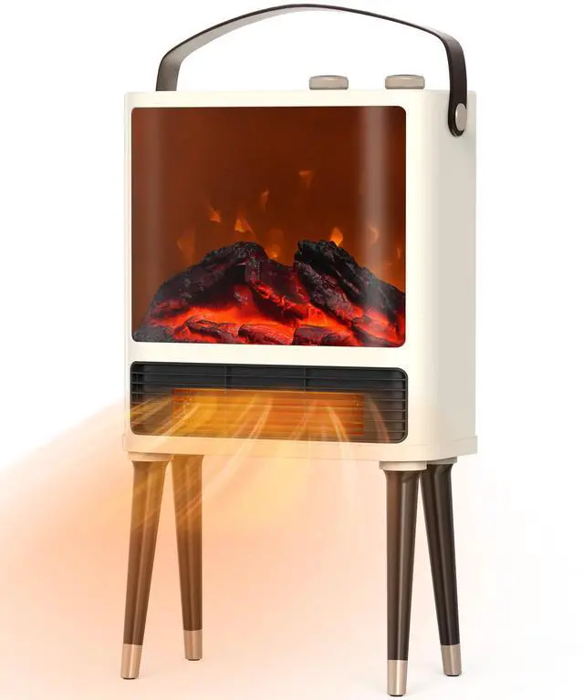 Main image of Fireplace Heater, Fireplace Space Heater for Indoor Use, Space Heater with Realistic 3D LED Flame, 3 Modes, Overheating & Tip-Over Protection, 1500W Fireplace Electric Heater for Bedroom White