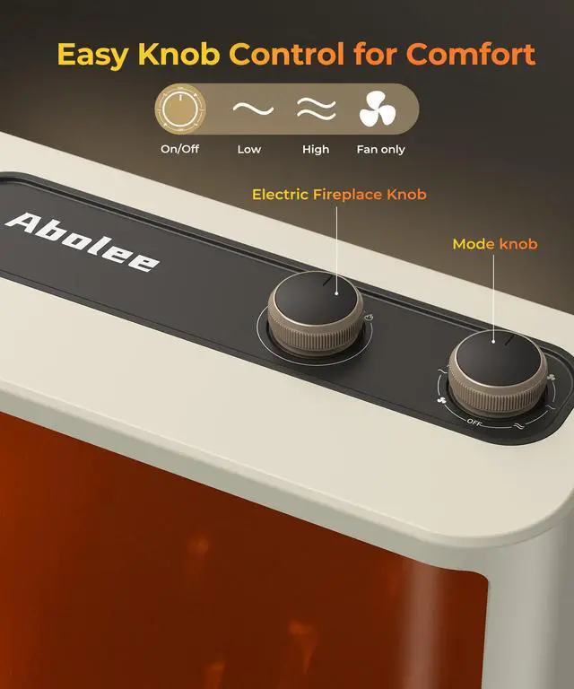 Alt view image 6 of 7 - Fireplace Heater, Fireplace Space Heater for Indoor Use, Space Heater with Realistic 3D LED Flame, 3 Modes, Overheating & Tip-Over Protection, 1500W Fireplace Electric Heater for Bedroom White