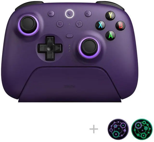 Alt view image 2 of 7 - Ultimate 2 Wireless Gaming Controller with TMR Joysticks, Switchable Hall Effect/Tactile Triggers, 8Speed Wireless Tech, Charging Dock, RGB Fire Ring for PC & Android - Purper