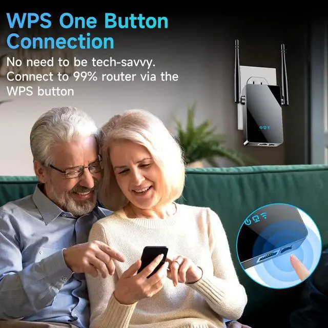 Alt view image 4 of 7 - 2026 WiFi Extender Signal Booster, New Gen Internet Booster for Home, 4X Faster, Covers up to 10,000 sq.ft, Wi-Fi Repeater with Ethernet Port, Wireless Long Range Amplifier, Easy Setup (Black)