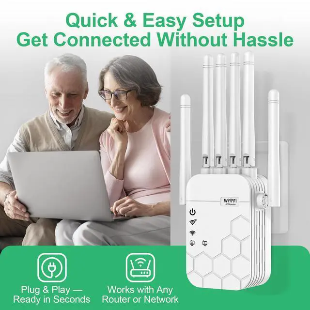 Alt view image 7 of 7 - WiFi Extender Signal Booster for Home, New 6X Faster Wireless WiFi Repeater with Ethernet Port, AC1900Mbps Dual Band, Covers up to 12880 sq.ft & 105 Devices, WiFi Booster Compatible with All Routers