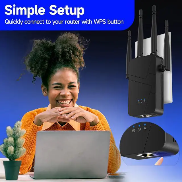 Alt view image 4 of 7 - 2026 WiFi Extender Signal Booster for Home, 15000sq.ft Wireless Internet Repeater, Long Range WiFi Booster and Signal Amplifier w/Ethernet Port, WiFi Router Extender Support 99% Devices, 1-Tap Setup