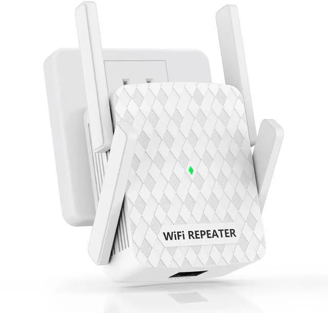 Main image of WiFi Extender Signal Booster, Internet Wireless Repeater for Home Coverage up to 10000sq.ft and 35 Devices, 1200Mbps WiFi Booster with Ethernet Port, Dual Band 2.4G/5G, 4 Antennas