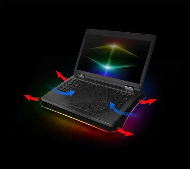Alt view image 6 of 6 - Massive 20 RGB Steel Mesh Panel Single 200mm Fan 10"19" Laptop Notebook Cooling Pad CLN014PL20SWA