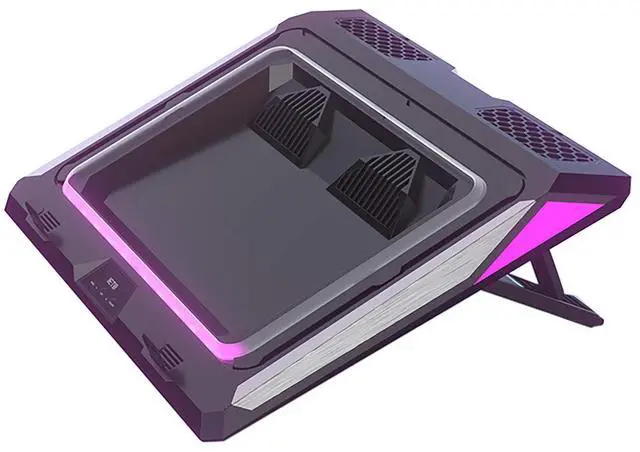 Main image of GT300 Double Blower Laptop Cooling Pad for 14-17 Inch Gaming Laptop, Cooler Pad with Dust Filter, Flexible Rubber Ring, Colorful Lights,Adjustable Mount Stand,Third Gear Speed