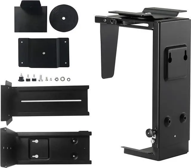 Alt view image 7 of 7 - Under Desk CPU Mount,Universal PC Wall Mount,3.94 to 11.61 inch Wide Computer Case CPU Hanger Holder,Adjustable 360° Swivel, Secure Lock, Max Load 22Lbs