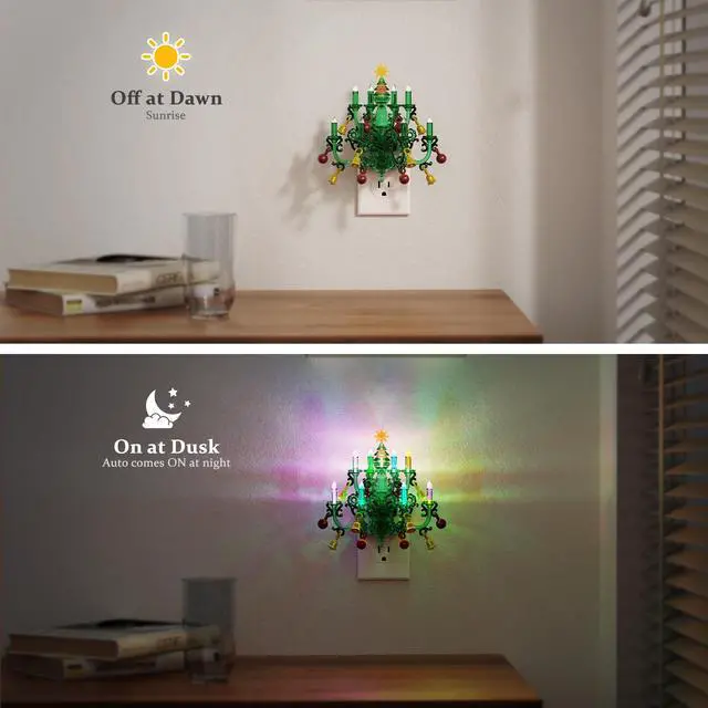 Alt view image 3 of 7 - Night Lights Plug into Wall, 2 Pack Christmas RGB Pendant Night Light with Flame Effect,10 Color Changing Nightlight with180° Rotatable,Dimmable Plug in Night Light for Home Holiday Decor